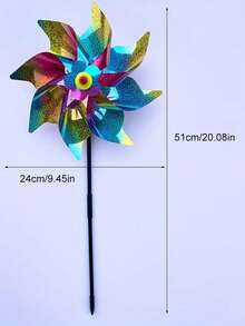 1个新款条纹八角形全息风车，适用于摊位展示、农田驱鸟、彩色塑料装饰、跳蚤市场玩具DIY、公园装饰、跳蚤市场玩具 - A - 查看 4