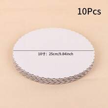 10个白色圆形蛋糕底托，扇形边缘，6/8/10英寸，1/2英寸厚，坚固耐用，多用途多层蛋糕架，适用于毕业典礼、派对、啤酒节、圣诞节、万圣节、新年等场合 - 无需电源或电池 - 查看 8