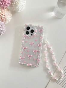 编织波浪边极简优雅TPU心形蝴蝶结彩绘防震手机壳，配串珠手链配件，兼容 17 Pro/17 Air/17/17 Pro Max、16/11/16 Pro/16 Plus/16 Pro Max/16 e/15 Pro Max/13/14/12/XS/XR/7G/8 Plus/XR/7/8、15 Pro Max、13、14、软壳、P12、X、12/14 - 彩色 - 查看 2