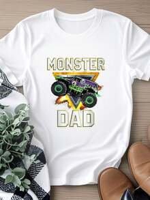 Women T-Shirt Print Monster Truck Dad Monster Truck Are My Jam Truck Lovers T Shirt - trắng - Xem 6