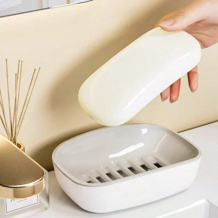 1pc Soap Dish, Double-Layer Drainage, Automatic Drain, Easy To Clean, Suitable For Home Bathroom And Kitchen, High-End And Stylish