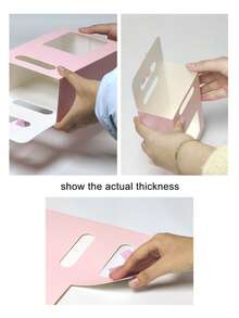 5/10pcs Pink Gift Boxes With Bows, Handheld Gift Boxes With Transparent Display Window, Suitable For Bridal Shower, Holiday Birthday Party Supplies, Back To School Gift Bags, Suitable For Small Business Classroom Gifts, Wedding Decoration Supplies - Pink - View 4
