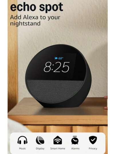  Amazon Echo Spot Newest Model Smart Alarm Clock Charcoal