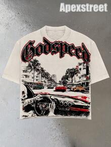 GODSPEED T-Shirt, High-Quality, Thick, Heavyweight Fabric, A New Summer Fashion Item For Men, Premium Pure Cotton, Suitable For Street Style, Machine Washable, And A Great Everyday Gift. - 杏色1 - 查看 2