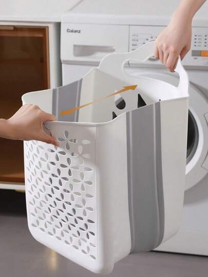 1 Pc Collapsible Wall Mounted Laundry Basket, No Drilling Foldable Laundry Hamper, Multi-Functional Portable Hollow Out Storage Bin, Space Saving Organizer For Bathroom Laundry Room Bedroom Kitchen, Lightweight, Durable, Easy Install, Hidden Mounting Design, Snug Fit In Small Spaces, Modern Home Organization Solution, Compact, Space-Optimizing, Mesh-Style Hollow-Out Storage Bin For Daily Laundry Organization And Tidy Living Spaces