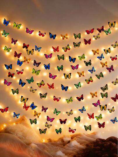 1pc Realistic Butterfly Lights, LED String Lights, Curtain Decor Lights, Mother's Day Gift, Father's Day Gift, Valentine's Day Decor, Holiday Wedding Party Decoration, Home Decor Lighting