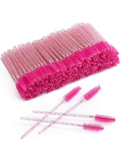 100/200pcs Disposable Eyelash Brushes, Crystal Eyelash Curlers, Eyelash Extension Sprays, Eyelash Extension Mascara Brushes, Eyelash Separating & Eyebrow Grooming Brushes, Portable Travel Makeup Tools, Easy To Clean And Lightweight For Daily Use