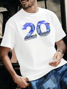 White T-Shirt With City Motif No. 20, Spring, Premium Fabric, Art Print, Casual, Breathable - 白色 - 查看 2