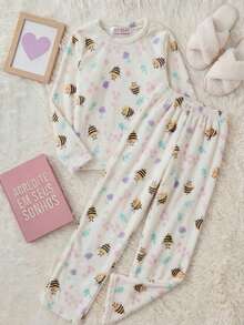 Premium Plush Children's Pajamas With Yellow Bee Design - 查看 4