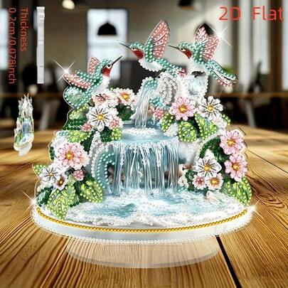 2D Flat-1pc Bohemian Bird & Floral Pattern Diamond Painting Kit - DIY Crystal Diamond Art Mosaic Craft Set, Holiday Theme Acrylic Desktop Decor, Suitable For Living Room, Bedroom, Seasonal Gift