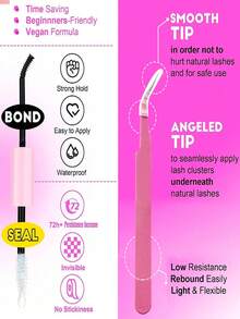 580片单簇假睫毛，含Bond&Seal胶水和镊子 | 6D款式（40D-200D），打造自然或浓密妆效 - 新手友好，可重复使用 - 黑色 - 查看 13