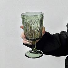 2件套独特叶形高脚杯，玻璃杯，完美叶形镶嵌，独一无二的设计，可用洗碗机清洗 - 綠色 - 查看 5