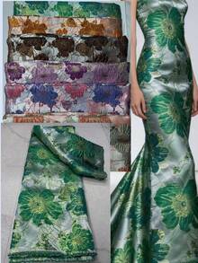 2026 High-Quality African Floral Jacquard Fabric, New French Lace Trim, Nigerian Embroidery, Premium Green Fabric Suitable For Party, Wedding, Evening Dress Sewing, 5 Yards/1 Yard, Fashion Versatile, Soft & Comfortable, No Pilling, Retro Style, Suitable For Women's Daily Clothing Sewing, Home Decor Like Curtains, Bedding DIY, Arts & Crafts Sewing, Purple, Blue Fabric - A - 查看 5