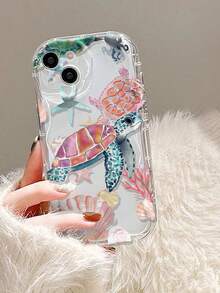 Cream-Colored Textured Transparent Graffiti Shockproof Phone Case Compatible With IPhone 14, 14 Pro, 14 Pro Max, Summer, International Version,  Not The Domestic Version - Multicolor - View 3
