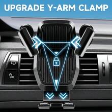 Soporte de navegación para teléfono de coche, soporte de teléfono de montaje de gravedad en la rejilla del salpicadero - Negro - Ver 2