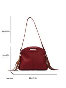 2025 New Unique Design Tassel Handbag, Personalized Fashion Versatile Casual Commute Shoulder Crossbody Bag - Red - View 8