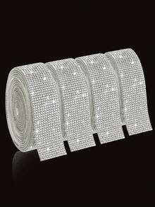 2 Rollen Strass-Streifen Aufkleber, selbstklebende Strass-Borte Kristall Diamant Aufkleber Glitzer-Borte zum Basteln, Strass 12 Reihen zum Aufkleben Handwerk Heim-Dekoration, Hochzeit Kleidung zum Basteln, für DIY Kunst und Handwerk, Hochzeitsfeier Deko, Auto Handy Dekoration - Verschiedenfarbig - Übersicht 4