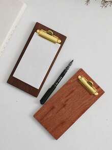 1PC Wooden Clipboard, Mini Clipboard, Memo Board, Recipe Holder, Writing Board. Features A Metal Clip. Ideal For Restaurants, Schools, Waitstaff, Hostesses, And Menu Stands. - 9.1*18cm - View 4