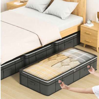 1 túi đựng đồ dưới gầm giường, hộp đựng chăn ga gối đệm, hộp đựng đồ phòng ngủ, hộp đựng đồ có cửa sổ trong suốt và tay cầm, tận dụng tối đa không gian dưới gầm giường, túi đựng đồ treo trên cao, dễ dàng giải quyết vấn đề lưu trữ, chống thấm nước và chống ẩm, thích hợp để đựng chăn và các vật dụng không dùng đến, túi đựng đồ dung tích lớn chống bụi.