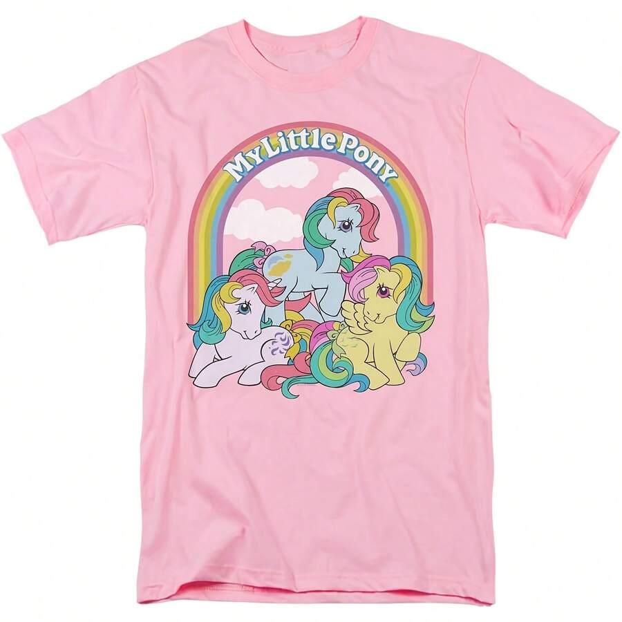 T-Shirt Under The Rainbow Pink All Seasons,220g Pure Cotton Single-Sided Printed Crew Neck Short-Sleeved T-Shirt,Unisex Top,Base Layer - 顏色4 - 查看 1