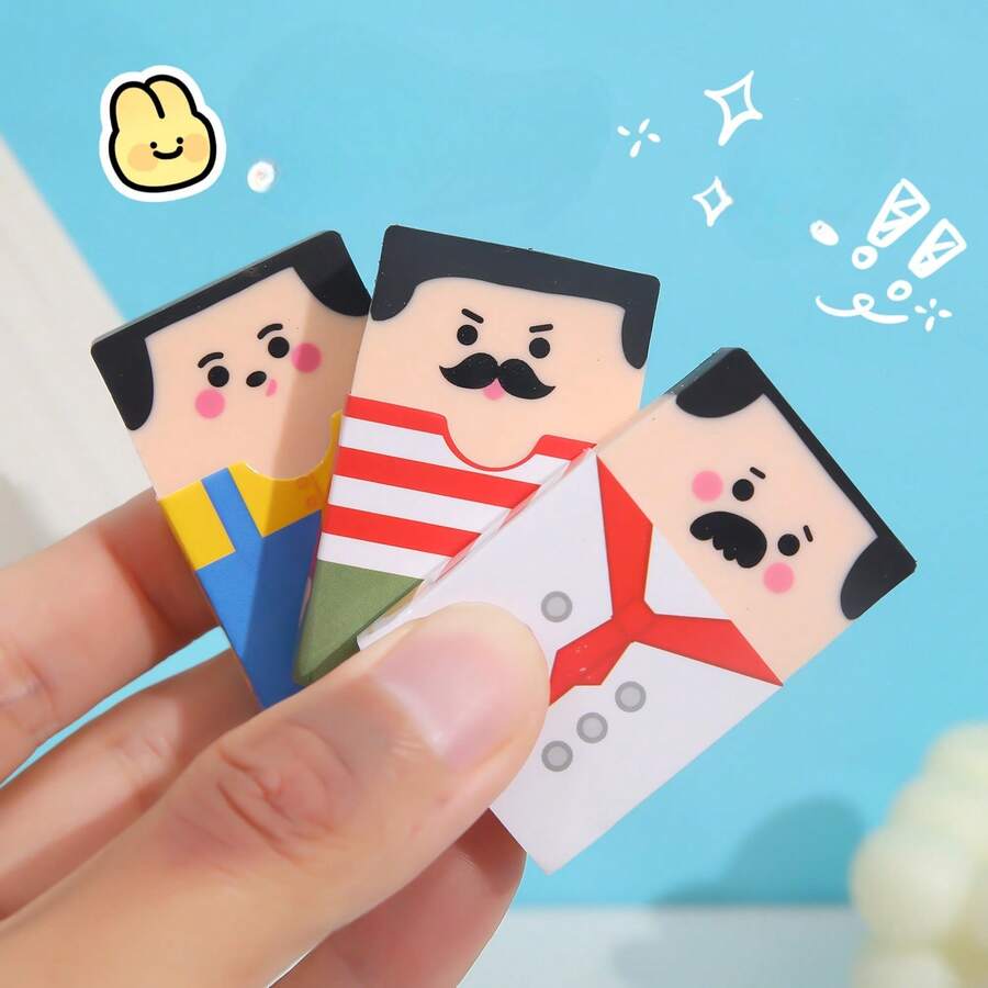 1pc Bald Head Shaped Eraser, This Set Of Uniquely Styled Cartoon-Style Fun Erasers Can Add Fun To Your Stationery Collection. These Cute Erasers Are Not Only Practical Writing Tools, But Also Eye-Catching Conversation Pieces. Random Styles, Very Suitable For The Back-To-School Season. Stationery, Perfect Student Rewards And Treasure Box Filler Prizes, Fun Erasers, Classroom, Cute Stationery. - Camel - View 1