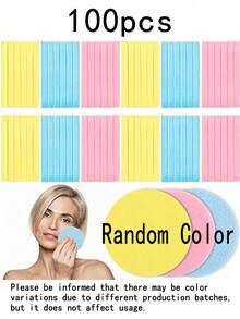 100pcs Round Compressed Facial Cleansing Sponges, Wood Pulp Fiber Expandable, Face Cleaning Makeup Puff, Suitable As Valentine's Day Gift For Girlfriend, One-Time Use Thickened Facial Cleansing Sponge Puff - One Size Fits All - View 10