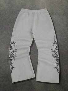 1 Peça Calça de Malha Solta de Perna Larga da Moda para Adolescentes Masculinos, Tecido Confortável, Múltiplas Cores Disponíveis, Adequado para Escola e Uso Diário, Todas as Estações, Estilo Unissex (Recomendado Escolher um Tamanho Maior) - Cinza - Visão 2