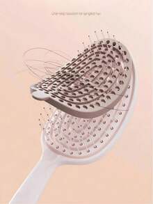 自清洁猪鬃气垫梳，女士高蓬松梳，家用气垫按摩卷发梳 - 彩色 - 查看 2