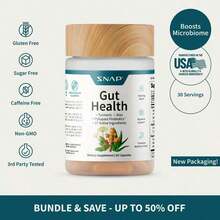 SNAP Gut Health Capsules | With Turmeric, Aloe & Pylopass Probiotics | 15 Active Ingredients | Supports Bloating Relief, Digestive Support & Gut Microbiome | 60 Capsules | Non-GMO, Gluten-Free | Dietary Supplement - 1瓶 - 查看 2