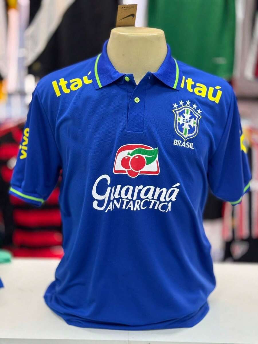 T-Shirt, Brazil National Team Shirt, Polo Shirt, Guaraná Brand, Royal Blue, Pre-Game Training 1 - Màu xanh lam - Xem 1