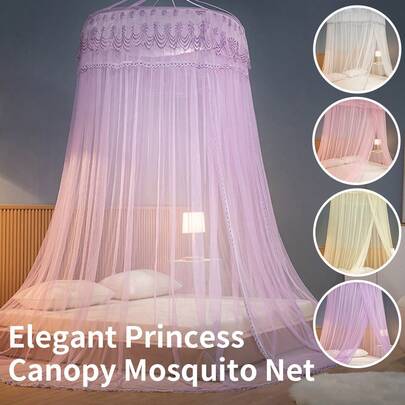1pc Princess Style Palace Dome Mosquito Net (100*280*1200cm), Dreamy & Elegant Design, Minimalist & Fashionable, Essential For Summer Anti-Mosquito Bites, Indoor Home Decor, Suitable For Single Bed, Double Bed, King Size Bed, Bedroom, Vacation Rental, Outdoor Camping, Etc.