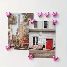 Bộ 12/6/3 nam châm trang trí hình trái tim màu đen, phong cách tối giản thanh lịch, thích hợp cho tủ lạnh, bảng trắng, văn phòng, nhà bếp, máy giặt và mọi bề mặt bằng sắt. - Hồng - Xem 8