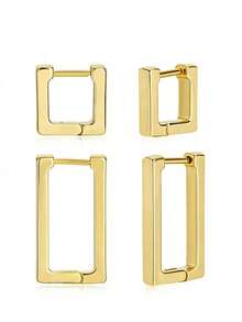 Bông tai mạ vàng 14K kiểu dáng tối giản, hình vuông và hình chữ nhật tinh tế, phù hợp cho bé gái và phụ nữ, món quà tuyệt vời. - Nhiều màu - Xem 1