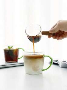 1PC Glass Small Milk Cup & Mini Milk Jug & Japanese Style Coffe Cup With Wooden Handle & Milk Pitcher With Spout For Steak Sauce,Mother's Day Gifts, Women's Day Gifts - Multicolor - View 7