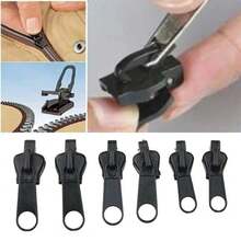 Kit de reparación de cremalleras de fijación instantánea Universal, 3 tamaños, deslizador de cremallera de repuesto, rescate de dientes, bolsa de ropa de costura, cremalleras, accesorios de herramientas M6Y6 - Negro - Ver 1
