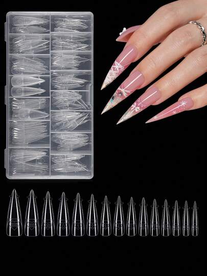 150片装尖头杏仁形双头美甲模具全覆盖双层三明治式双头美甲模具快速延长甲片