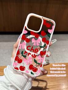 Cherry Bow Pattern Magnetic Adsorption Anti-Drop Phone Case, Supports Wireless Charging, Suitable For Samsung S24/S25/S23 S Series And A55/A15/A15 A Series, 17, 16 Pro Max, 14/13, 12, 11 Pro Max, 15 Pro Max, 17 Pro Max, Can Be Used As Birthday Gift, Girlfriend, Boyfriend Or Self-Use - Pink - View 4