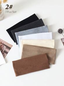7pcs Women's Solid Color & Striped Casual Headbands, Fashion Hair Accessories Summer Beach Hair Bands,Holiday,Travel,Festival,Birthday - Multicolor - View 14