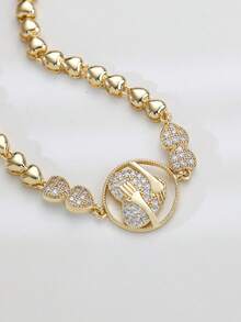 1PC 14K Gold Plated Exquisite Plated Hug Bracelet Best Gift For Friends Besties Symbol Friendship - Gold - View 4