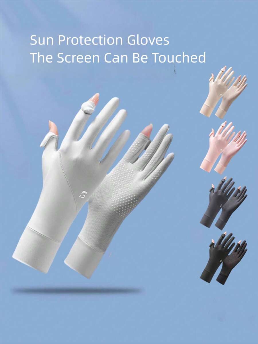 Women's Summer Outdoor UV Protection Gloves, Thin Breathable Mesh Fingerless Gloves, Anti-Slip Touchscreen Gloves For Cycling - Sunscreen Gloves - View 1