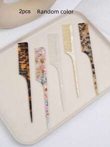 Minimalist Marble Texture Cellulose Acetate Long Handle Tail Comb, High-End Leopard Print Hair Brush, Anti-Static, Gentle Hair Care, Easy To Comb And Detangle Hair - Multicolor - View 7