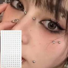 [180-Piece Waterproof Piercing Set] 180-Piece Waterproof Fake Piercing Set - Self-Adhesive Lip, Eyebrow, Nose Ring, And Belly Jewelry - 180片(1張貼紙) - 查看 10
