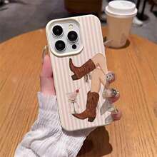 1 pieza Funda de teléfono suave de TPU con patrón de rayas estilo vaquero retro compatible con iPhone 17 Pro Max/17/16 Pro Max/15/13/12/11, S20 FE/A15/S24/A55, Note 11/12/13 Pro, protección de Body completo a prueba de golpes - Blanco 15 - Ver 5