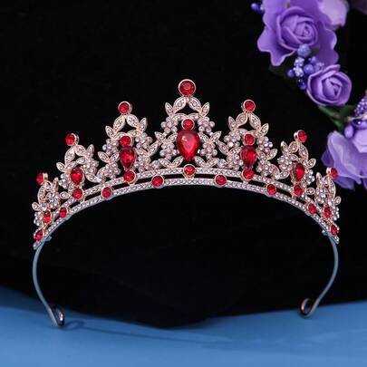 1件时尚水晶新娘皇冠，适合女孩、女士在生日、周年纪念、选美比赛和各种节日场合佩戴和装饰。