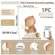 1幅装裱帆布墙画，母子主题，泰迪熊印花墙饰，可爱棕熊主题婴儿房装饰，母亲节礼物，泰迪熊装饰，母亲节儿童房装饰海报，适用于儿童房装饰、婴儿房装饰、男孩房、女孩卧室 - 彩色 - 查看 17