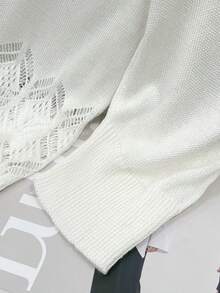 Áo khoác cardigan nhẹ, khoét rỗng mới, áo choàng/bolero đa năng, áo khoác ngoài dệt kim màu trắng dành cho nữ. - trắng - Xem 4