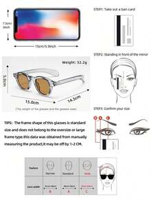 1pc Men's Retro Round Frame Minimalist Fashion Glasses (Suitable Driving, Travel, Casual, Vacation, Outdoor, Sports, Daily Use)2026 - 綠色邊框 綠色膠片 - 查看 3