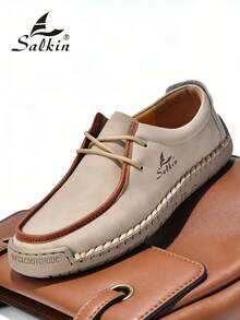 Salkin 新款时尚设计师女士休闲鞋，现代生活，触手可及的奢华。手工运动鞋、系带乐福鞋，轻便透气，柔软舒适，防滑耐磨，仿麂皮材质，适合户外、连衣裙、牛仔裤等各种场合，中年、年轻、学生日常穿着皆宜，春夏秋季皆可穿着，也是馈赠佳品。 - 米色 - 查看 1