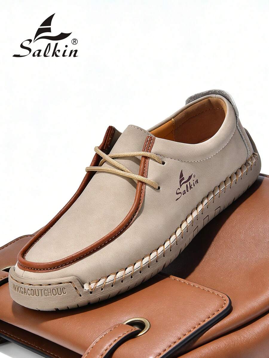 Salkin 新款时尚设计师女士休闲鞋,现代生活,触手可及的奢华。手工运动鞋、系带乐福鞋,轻便透气,柔软舒适,防滑耐磨,仿麂皮材质,适合户外、连衣裙、牛仔裤等各种场合,中年、年轻、学生日常穿着皆宜,春夏秋季皆可穿着,也是馈赠佳品。 - 米色 - 查看 1