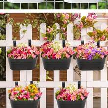 2pcs Iron Hanging Buckets, Balcony Yard Home Succulent Planter Pots, Detachable Handle Hanging Flower Pots - Multicolor - View 9